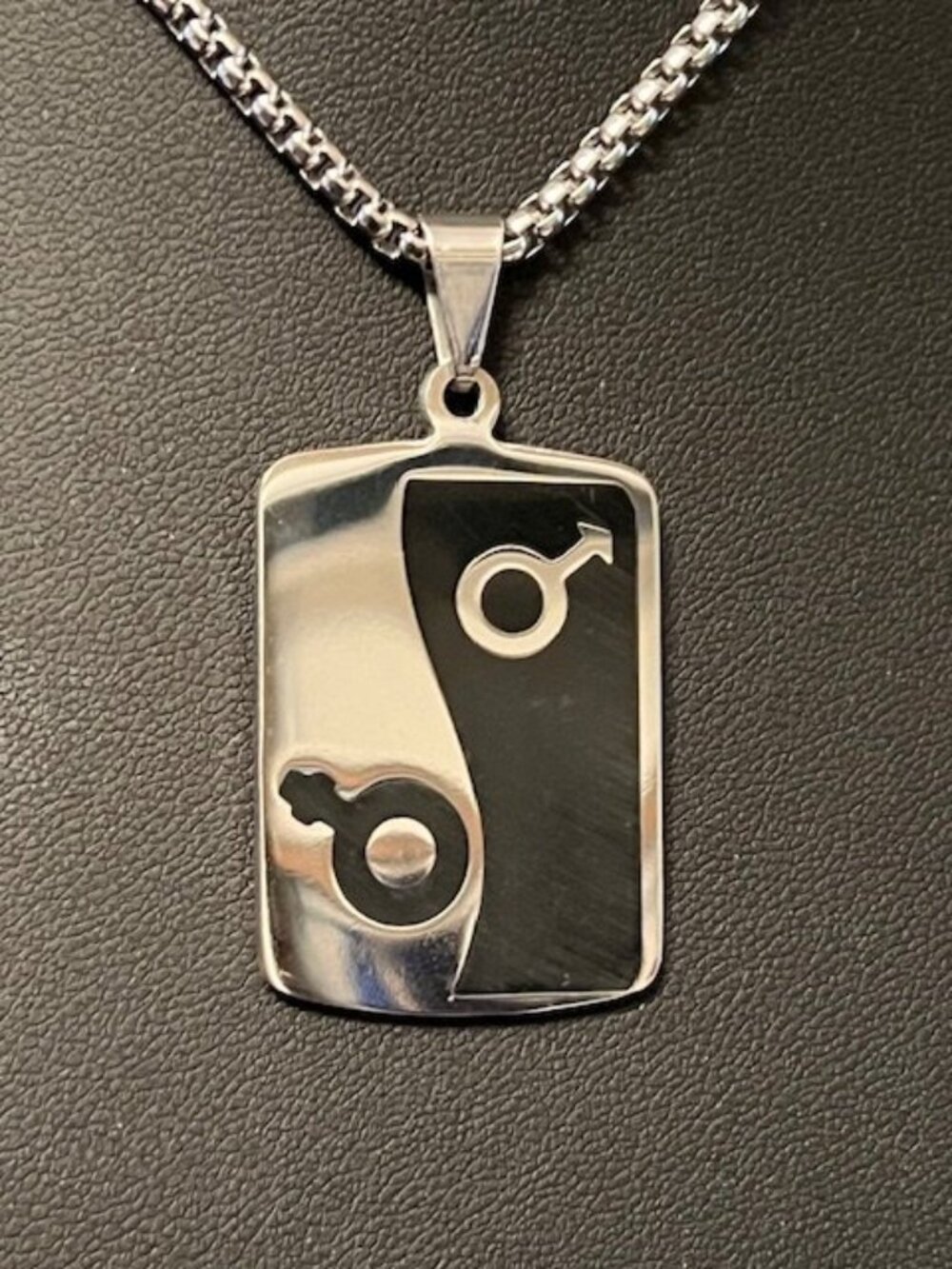 Stainless Steel Male/Female Gender Symbols Pendant Necklace (P43)
